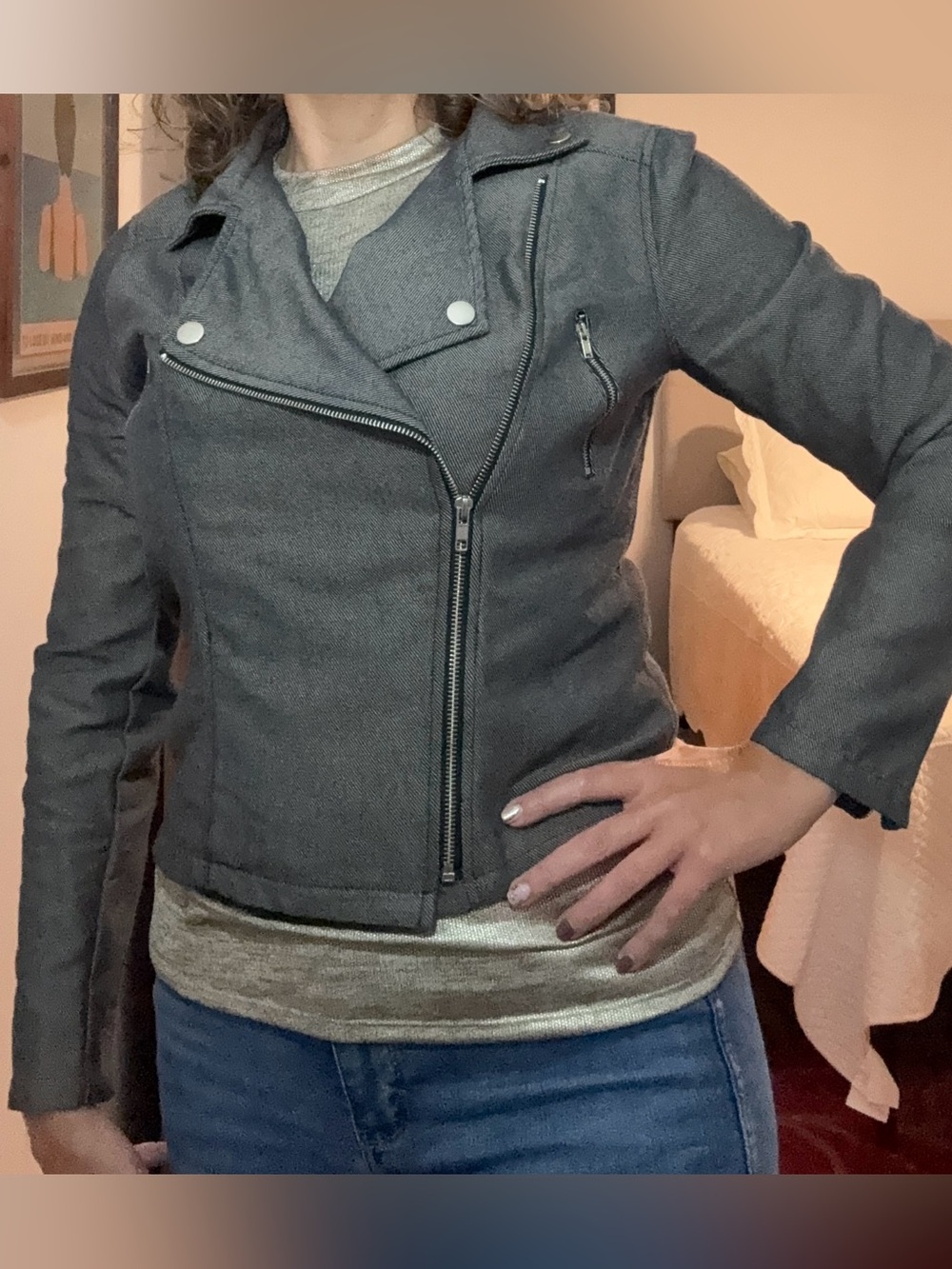 Bar III Grayish Navy Moto Jacket